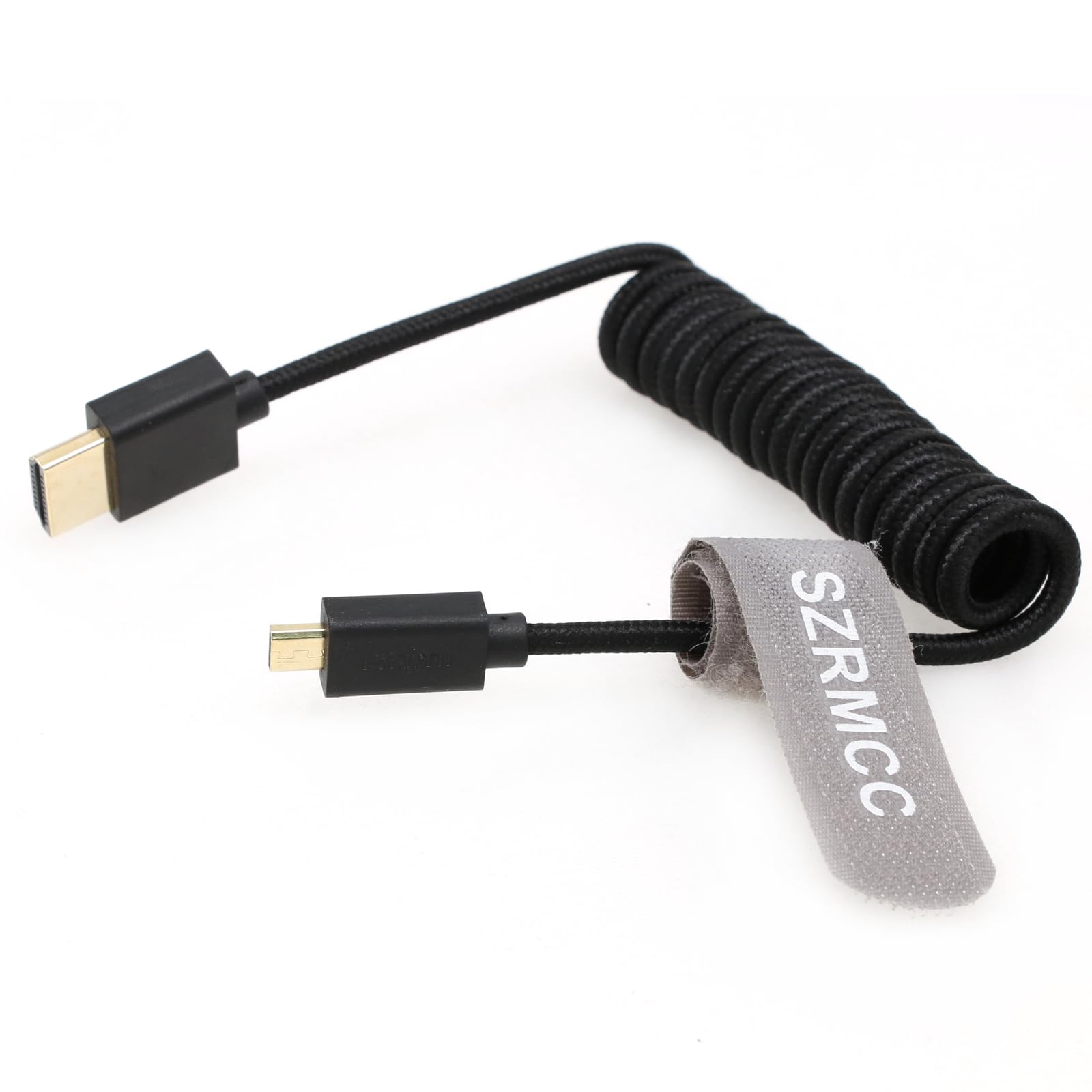 SZRMCC 8K 2.1 Micro HDMI to HDMI High Speed Coiled Braided Cable for GoPro Hero 3/4 Canon EOS M5 Sony A6000 A7III RX10 Nikon B500 Z6 Raspberry Pi 4 Atomos Ninja 2 Monitor - Image 4
