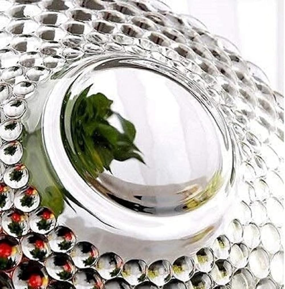 Luxansa Crystal Clear Round Serving Tray Fruit Bowl Plate for Dining Table Crystal Decoration Serving Dry Fruits Bowl Set Flower Shaped Gifting | Dinnerware & Serving 4
