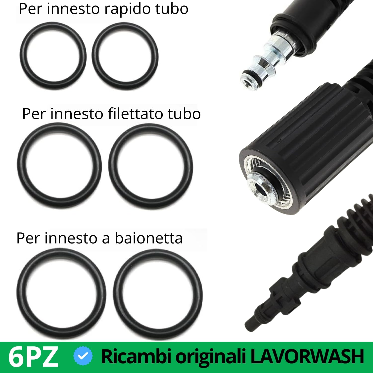 parpyon® Recambios Accesorios para hidrolimpiadora Lavorwash - Fasa Kit 6 Juntas ORING para accesorios hidrolimpiadoras de agua fría (Kit 6 juntas)