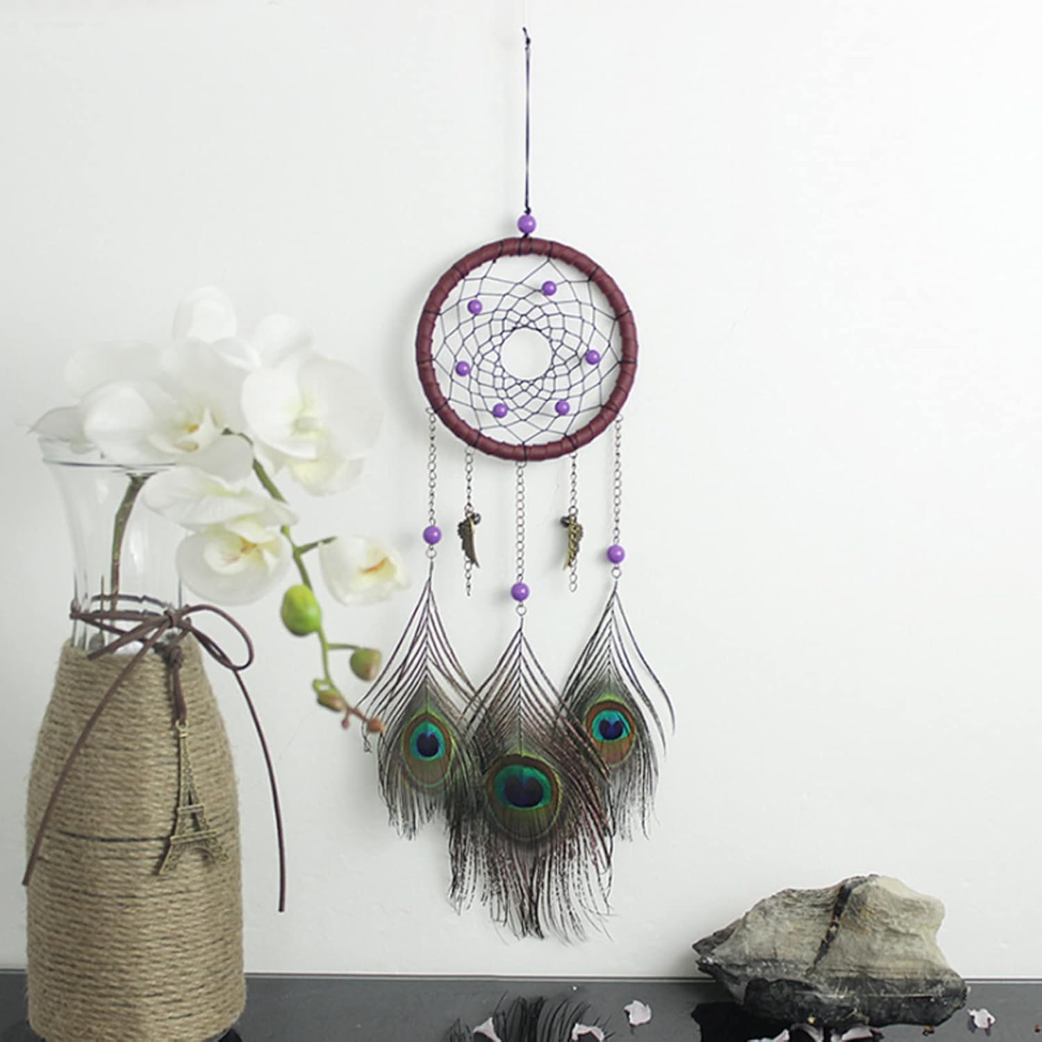 Bohemian Wall Hanging Decorations Elegant Catcher Feathers Hanging Decorations Dream Catcher Wall Decor Kids Room Catcher Wall Vintage Catcher Handmade Modern Catchers Bedroom Wall-E L16xh60cm