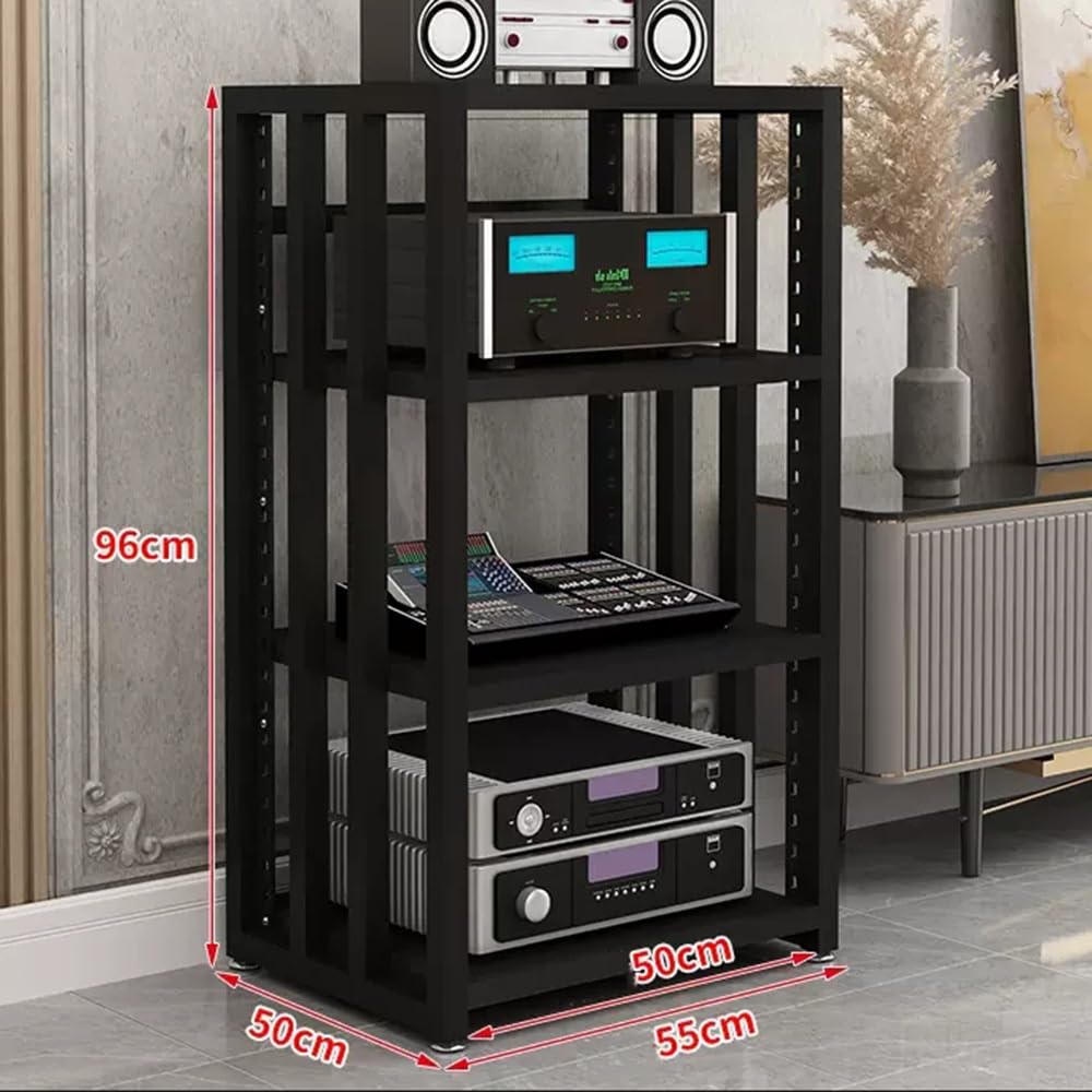 Meuble de rangement moderne et réglable à 4 niveaux pour matériel audio et vidéo Noir