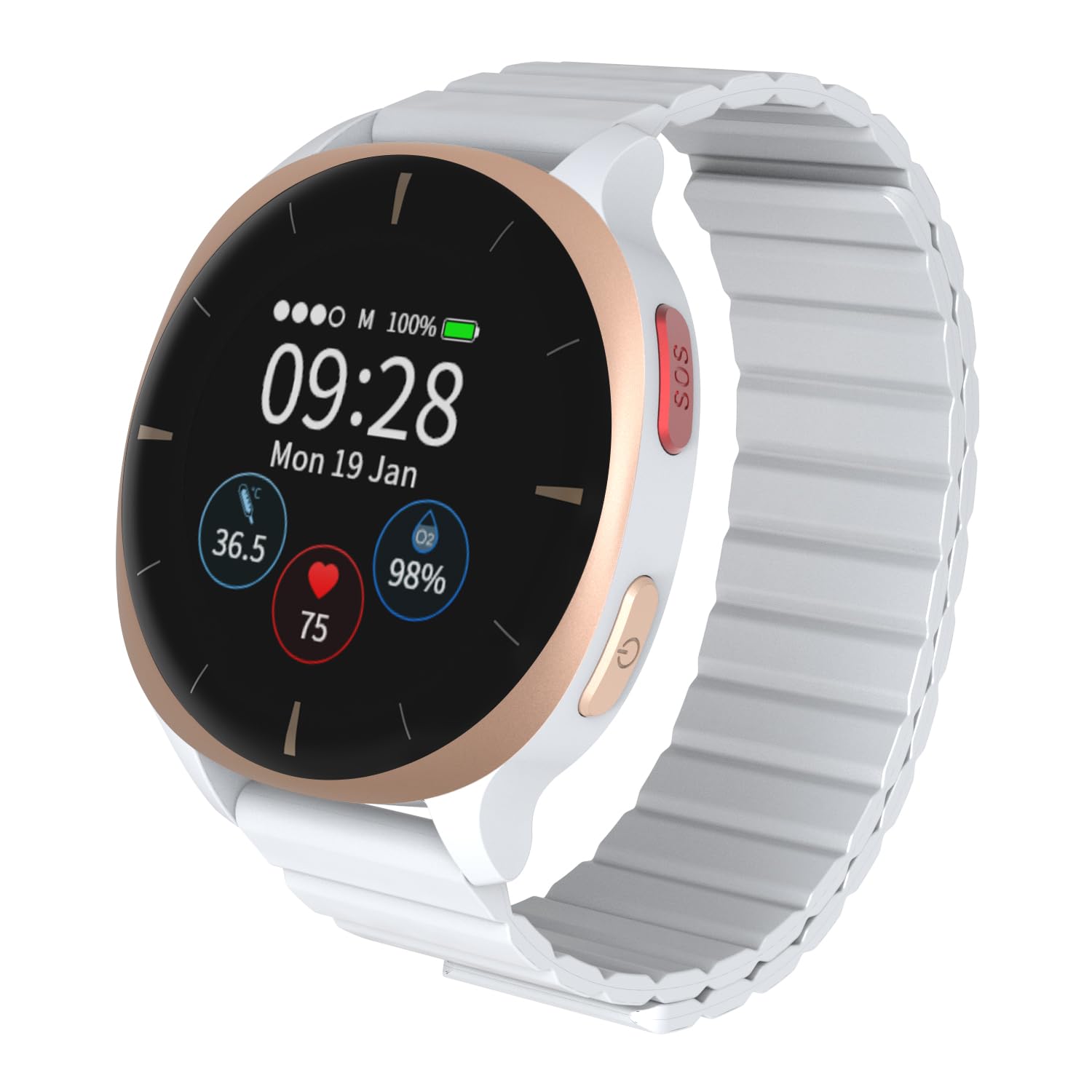 Photo 1 of Audar E2 Senior Smartwatch with Fall Detection & SOS, 24/7 Heart Rate, Blood Pressure, SpO? & Temperature Monitoring, IoT AI Wellbeing Reports/Health History, Cloud Dashboard, No Cell Phone/App Needed