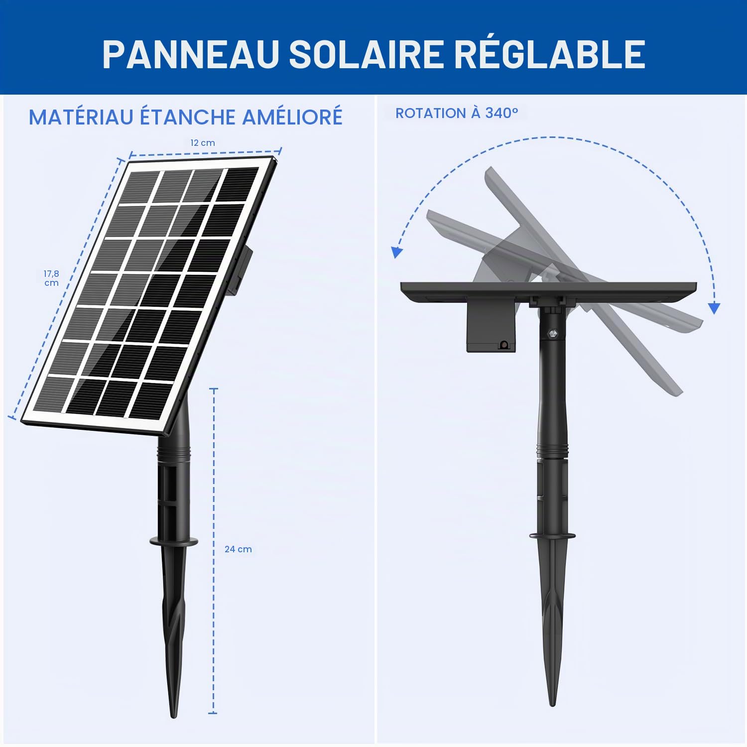 SZMP Fontaine Solaire, DIY 3.5W Solaire Flottant Extérieur Fontaine, Verre Pompe Bassin Solaire avec 8 Buses & 3M Câble Solar Fountain pour Bain d'oiseaux Aquarium Jardin
