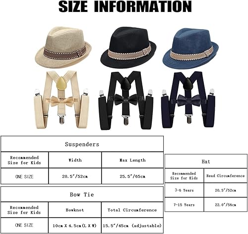 Miniatura 6 de HIHCBF Conjunto de accesorios para disfraz de los años 20 para niños, trajes de fiesta para niños, tirantes ajustables, pajarita previamente atada,
