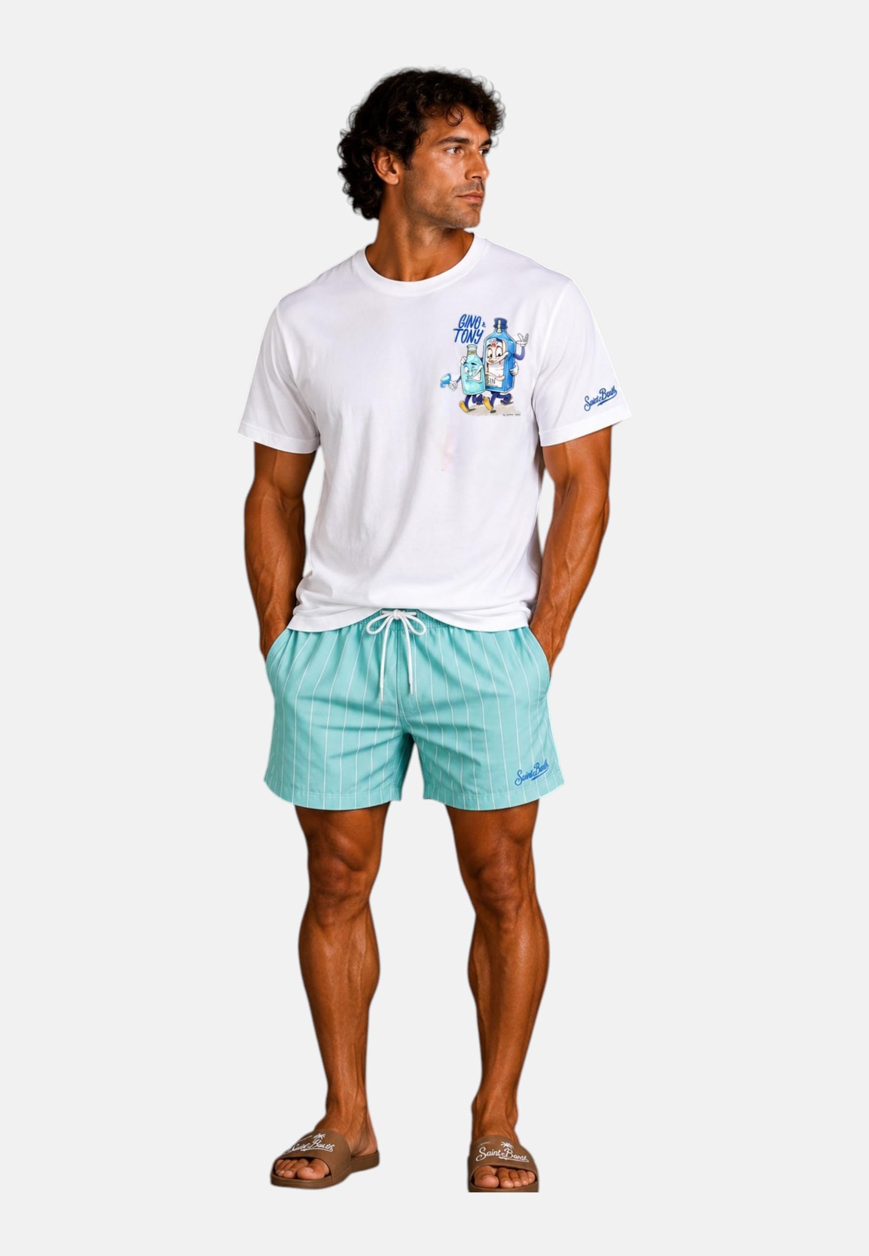 Saint Barth Mc2 - Camiseta de manga corta para hombre de algodón PRL0002-Cpt Gino Tony