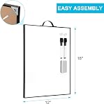 TSJ OFFICE Petit conseil blanc - 16" X 12" Tableau blanc à cadres en aluminium noir portable, tableau d'effacement magnétique à sec avec poignée, pour faire la liste Office, Accueil, école