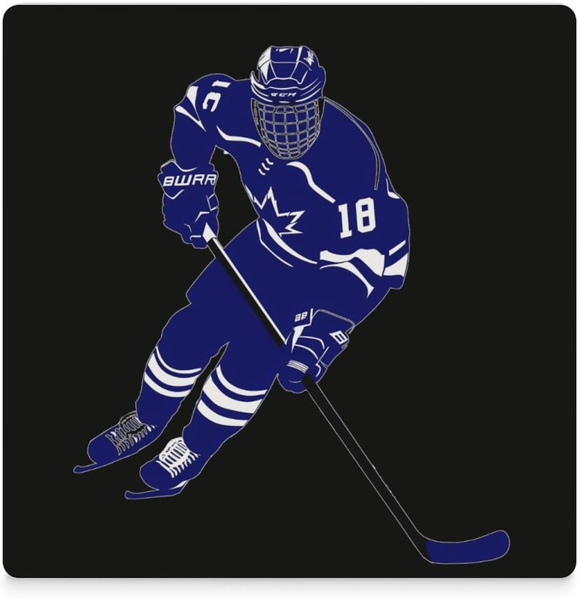 Ice Hockey Player Coaster for Drinks Square Ceramic Table Coasters Stone Mat Crafts 6PCS Home Kitchen Decor