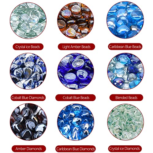 GasSaf Transparente Feuerglasperlen für Feuerstelle, Kamin, ersetzt vorhandene Gasscheite und Lavasteine, 1, 9 cm Glas (4, 5 kg) (kristallklarer Glanz)-7