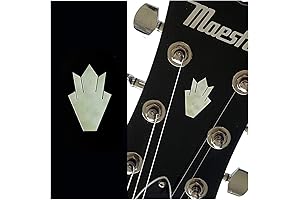 JACAMOU Embossed Closed Crown Inlay Sticker Decals for Guitar Headstock (White 2-Pack)