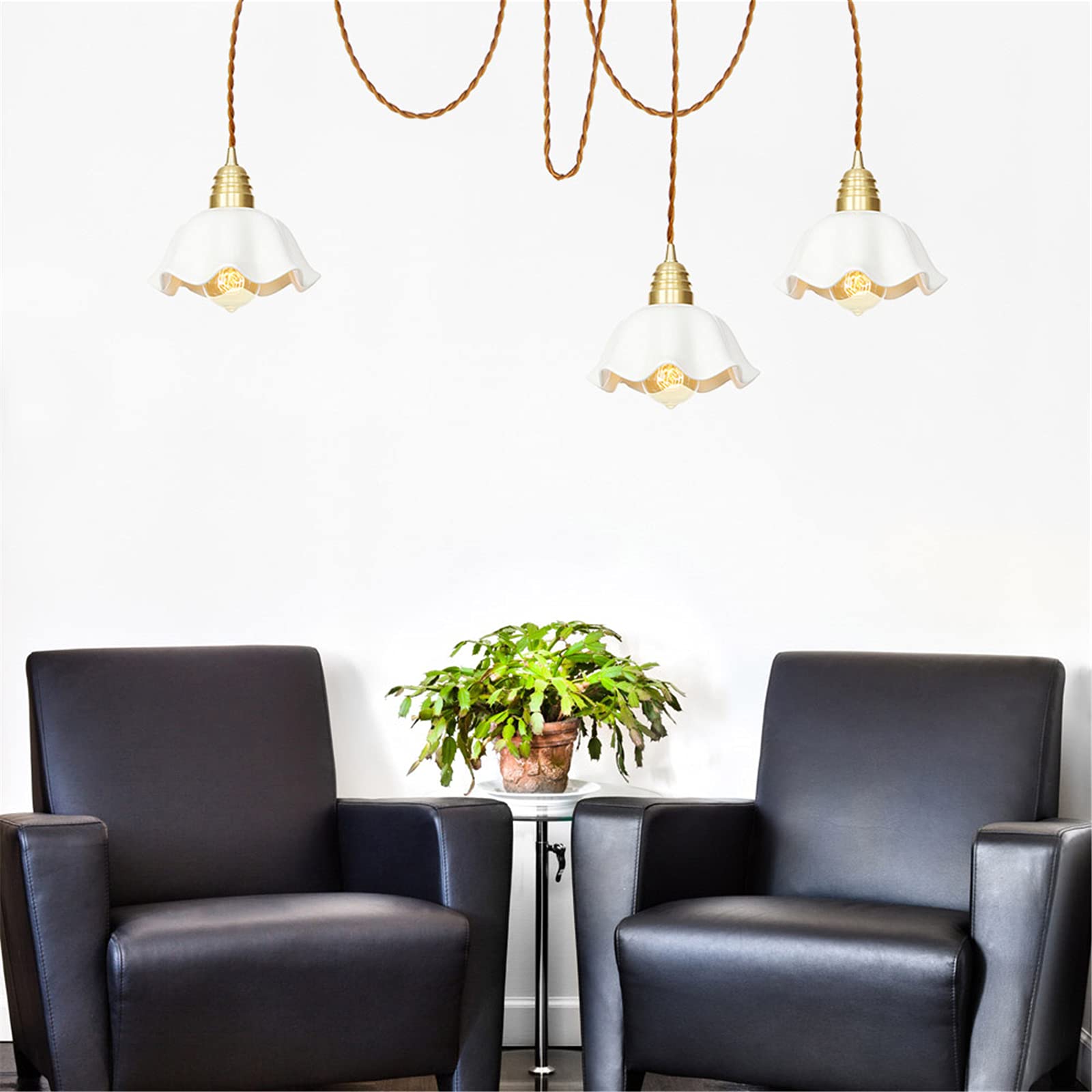 Moderne keuken eiland hanglamp armatuur met witte bol glazen kap
