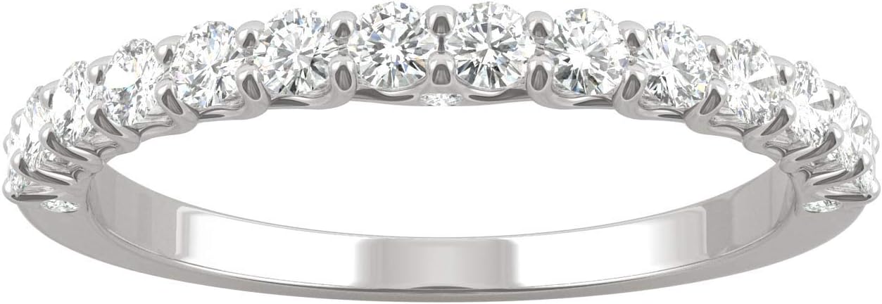 Charles & Colvard 14K White Gold 2mm Round Moissanite Trellis Wedding Band, 0.45cttw DEW