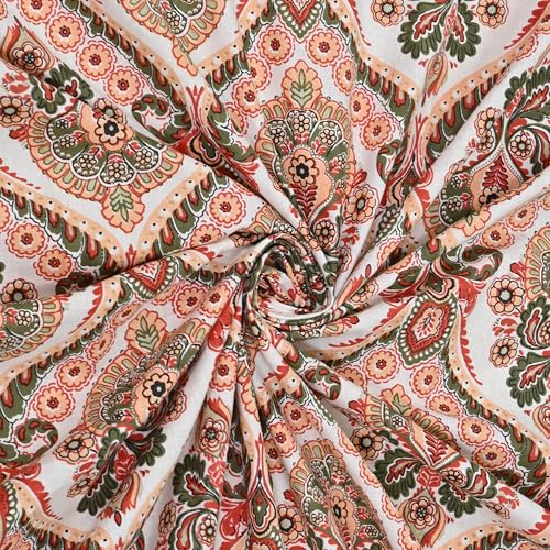 Image of 100% Cotton Single Bedsheet with 1 Pillow Cover | 240 TC Pure Cotton Flat Bed Sheet | Traditional Jaipuri Printed Bedding Set | Soft & Breathable | 60 x 90 Inch (Rangmahal Single 26)