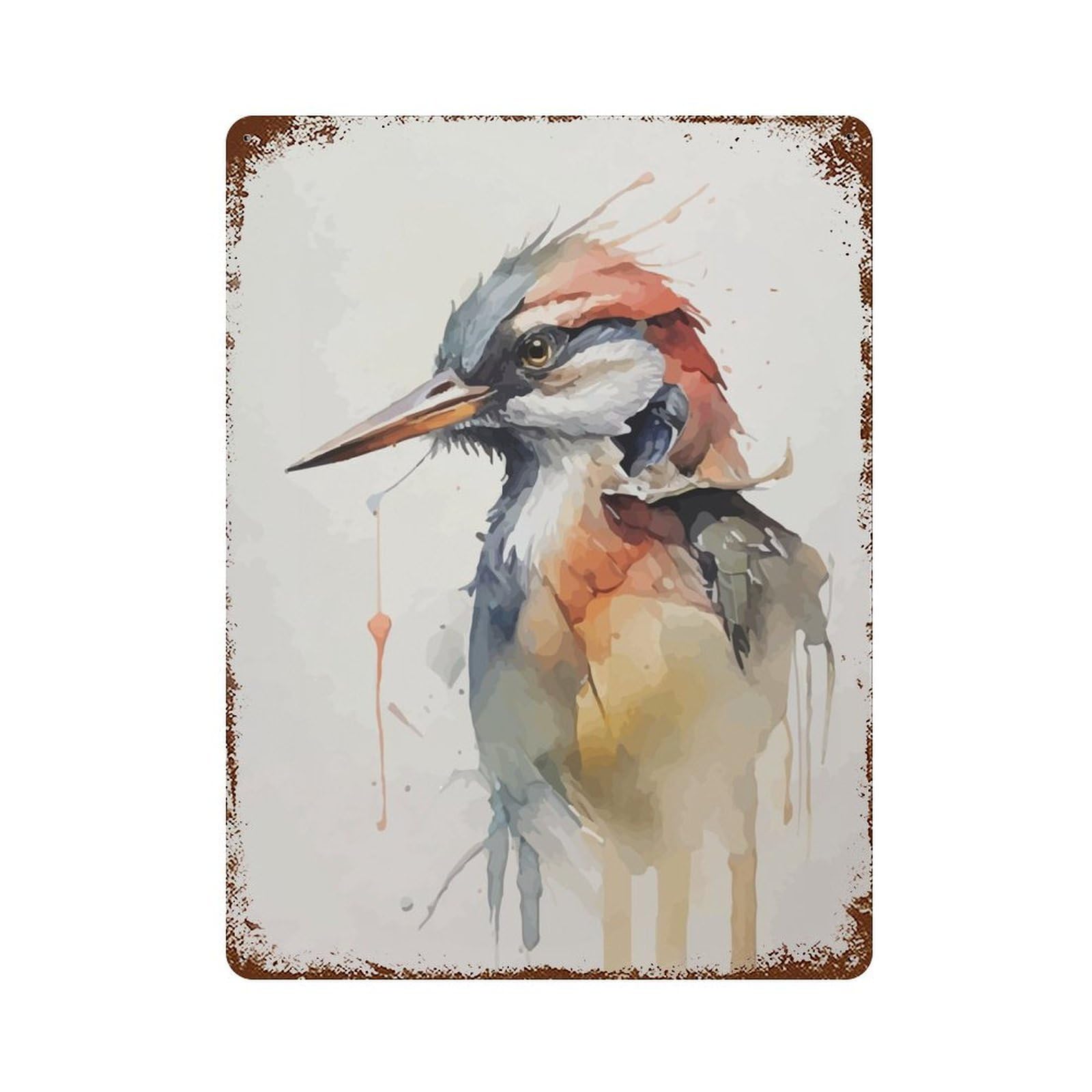 Bird Head 15.7"x11.8" Vintage Rust Metal Sign, Shabby Chic Decor for Garage, Bar And Workshop Decor