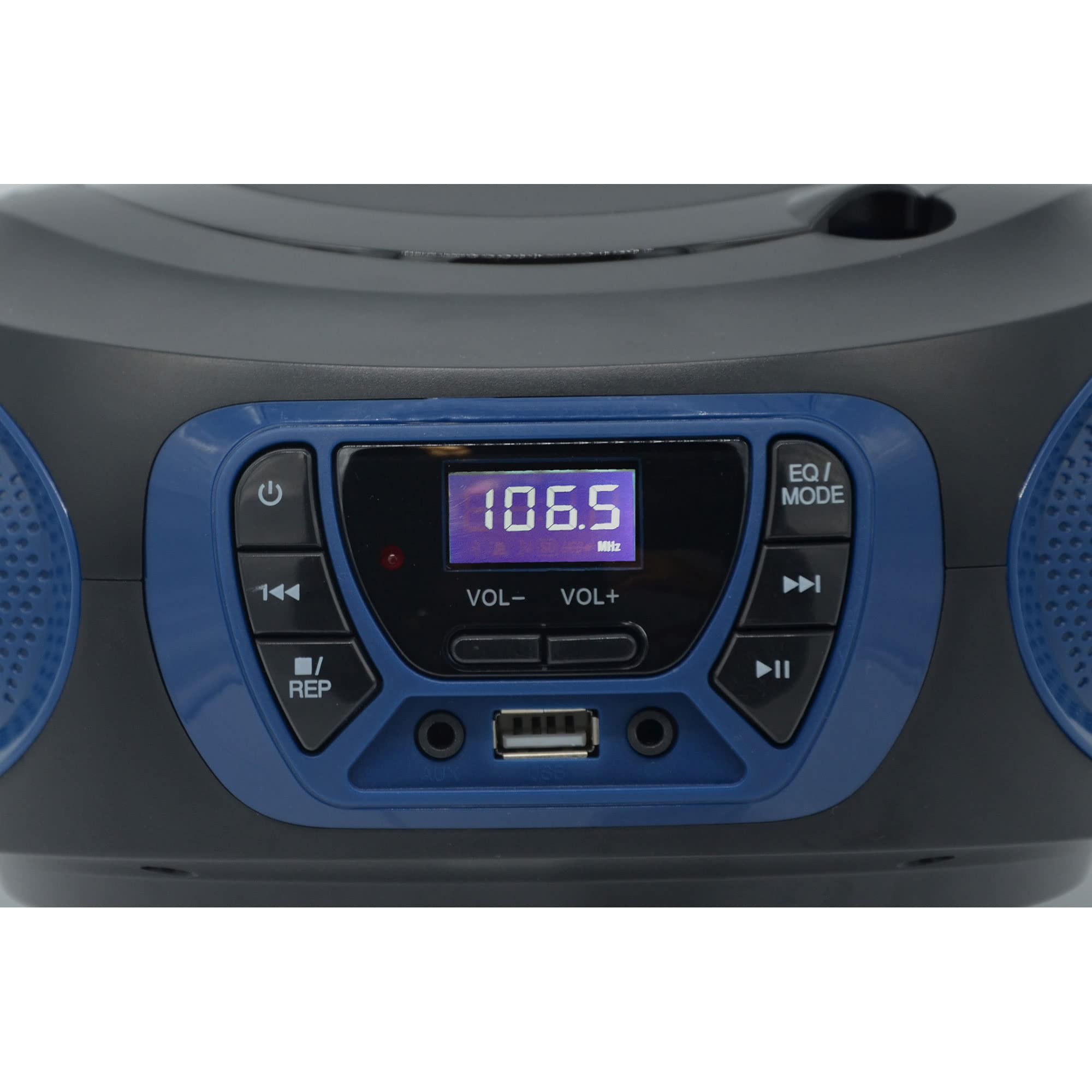Roadstar CDR-365U/BL Radio CD Portable Numerique FM PLL, Lecteur CD, CD-R, CD-RW, MP3, Port USB, Stereo, AUX-in, Sortie Casque, Noir/Bleu