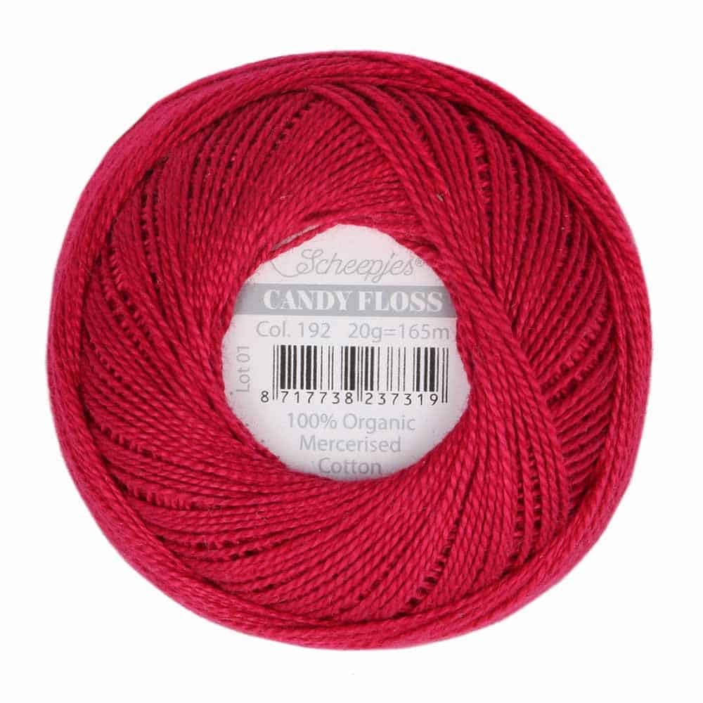 Scheepjes - Scheepjes Candy Floss 192 Scarlet (165m) Organic Mercerised Cotton Yarn - 1x20g