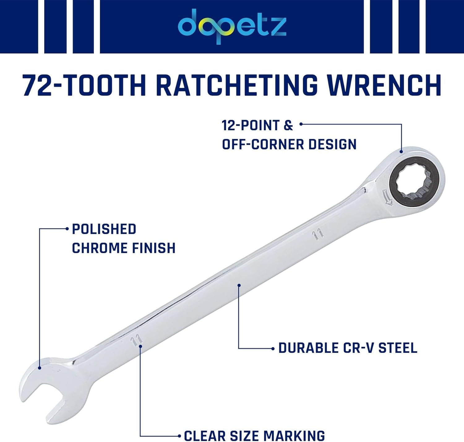 Dapetz Fixed Head Ratchet Metric Spanner Open End Ring Combination 17mm
