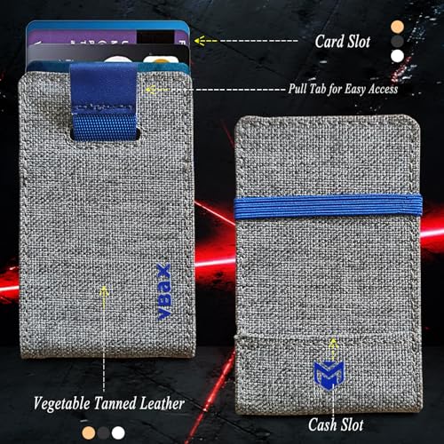 Image of RFID Minimalist Slim Wallet for Men and Women, Holds Up to 12 Cards, Cash, Key Thin and Lightweight Credit Card Holder (Grey Canvas - Azure Edition)