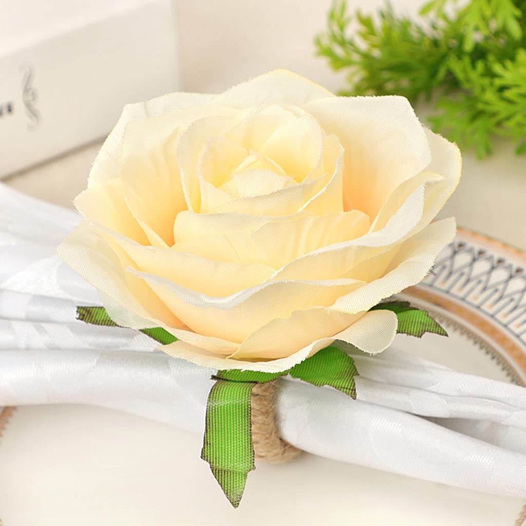 Lot De 12 Ronds De Serviette Fleur Blanc – Décoration De Table Élégante Mariage, Buffet Ou Dîner Festif