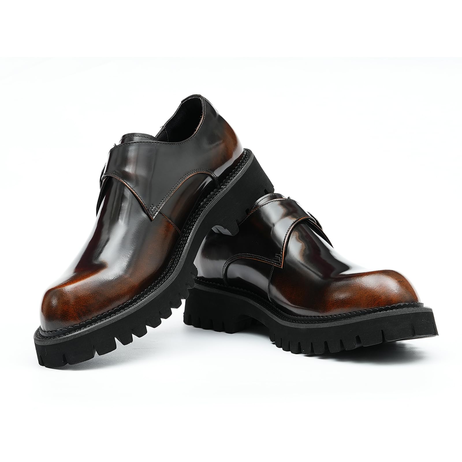 Scarpe in Pelle con Fibbia Business Casual da Uomo Scarpe da Vestito Formali Suola Spessa