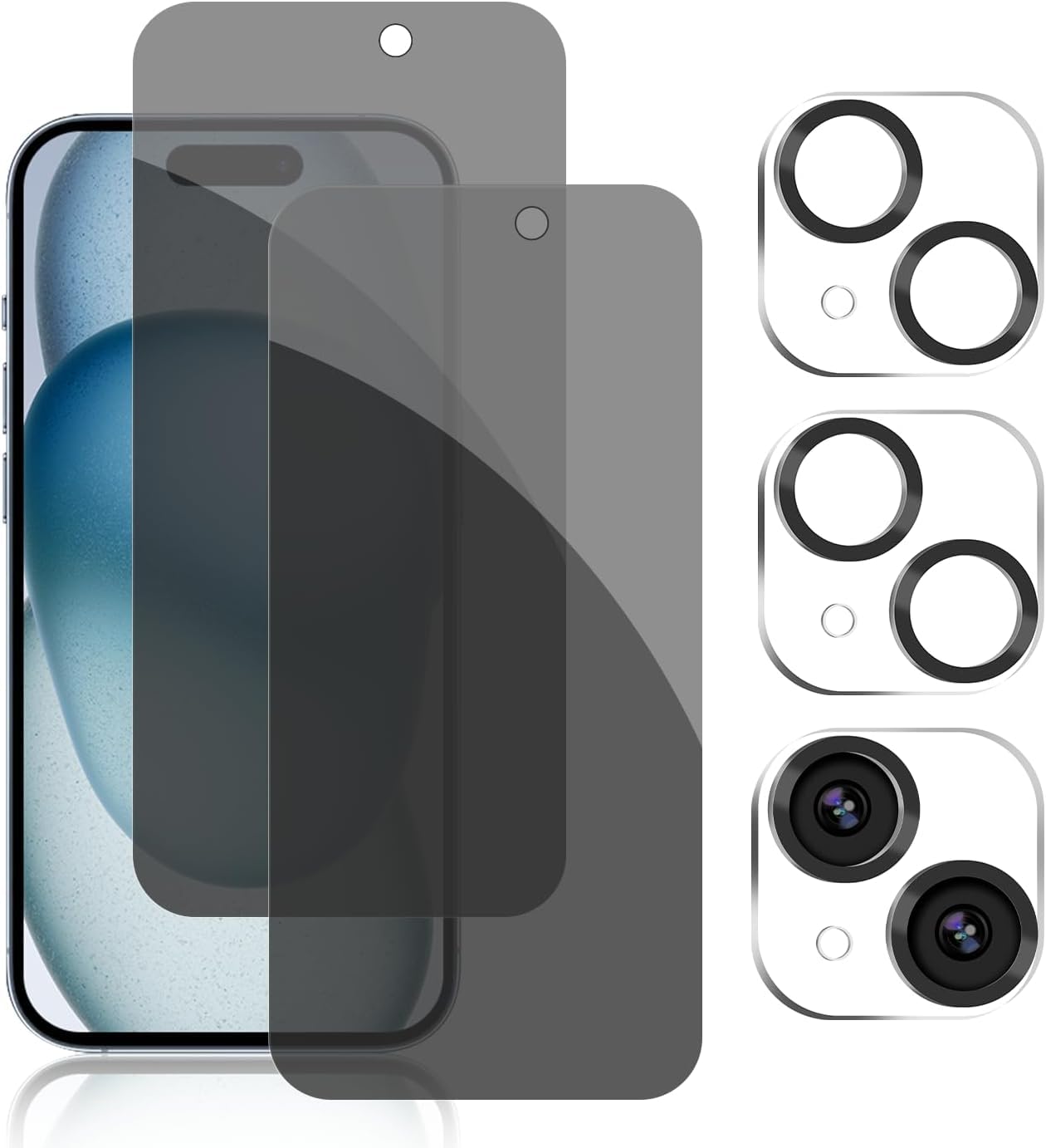 Loklix Premium iPhone 15 Privacy Screen Protector, 2 Pack 9H Anti Spy Tempered Glass with 2 Pack Camera Lens Protector, Case Friendly, Bubble Free (B0CWKPKZMB) Amazon Price History, Amazon Price Tracker