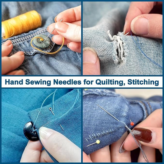URBANMAC Hand Sewing Needles Set – 24Pcs Stainless Steel Needles with 5 Needle Threaders & Plastic Storage Tube – Assorted Sizes for Hand Stitching, Embroidery, Darning & DIY Crafts Accessories, 6 Assorted Sizes 3