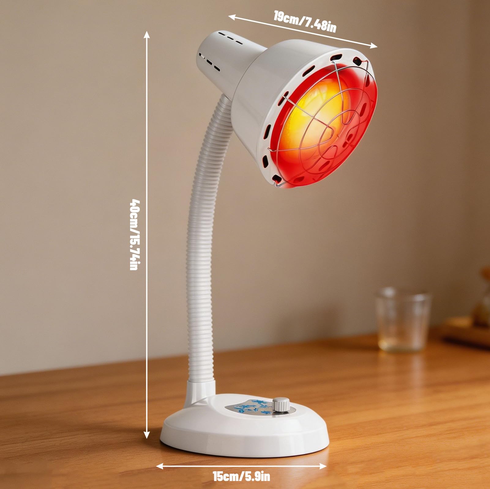 Rotlichtlampe 275W Infrarot-Wärmelampe, temperaturverstellbar mit stabilem Schutzgitter, zur Linderung von Muskelverspannungen und für entspannende Lichttherapie im privaten Heimgebrauch