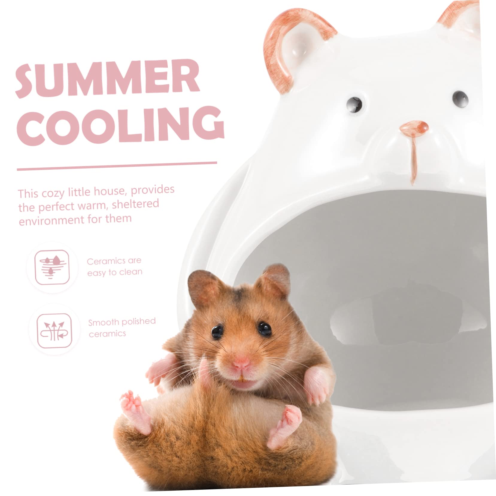 GALPADA Keramik Hamsterhaus in Weiß, Kühlend und Robust für Kleine Tiere