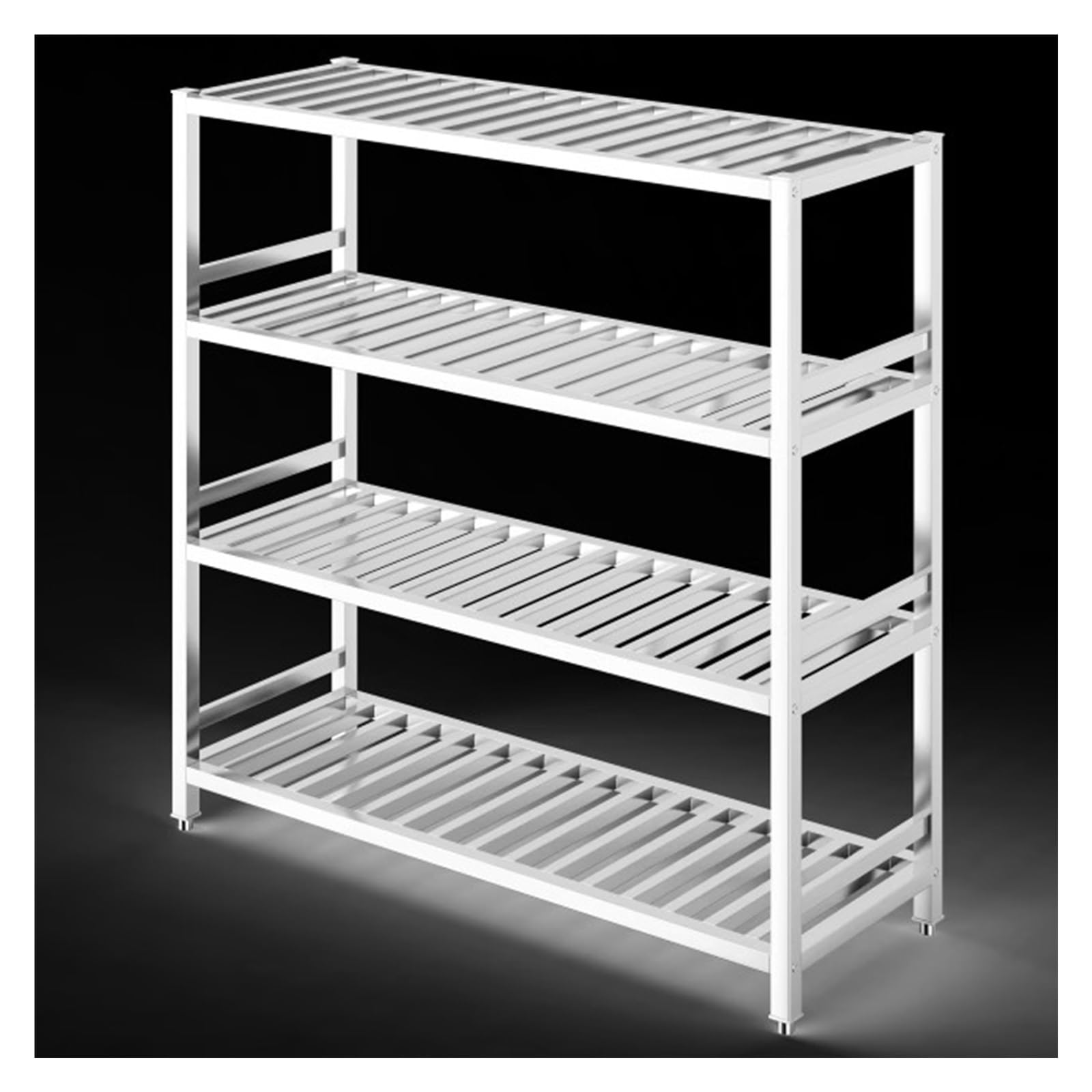 Scaffale industriale a 4 ripiani in acciaio inox, regolabile, in metallo, per cucina, garage, ufficio, ristorante, resistente, capacità di carico 100 kg, 70 x 60 x 150 cm