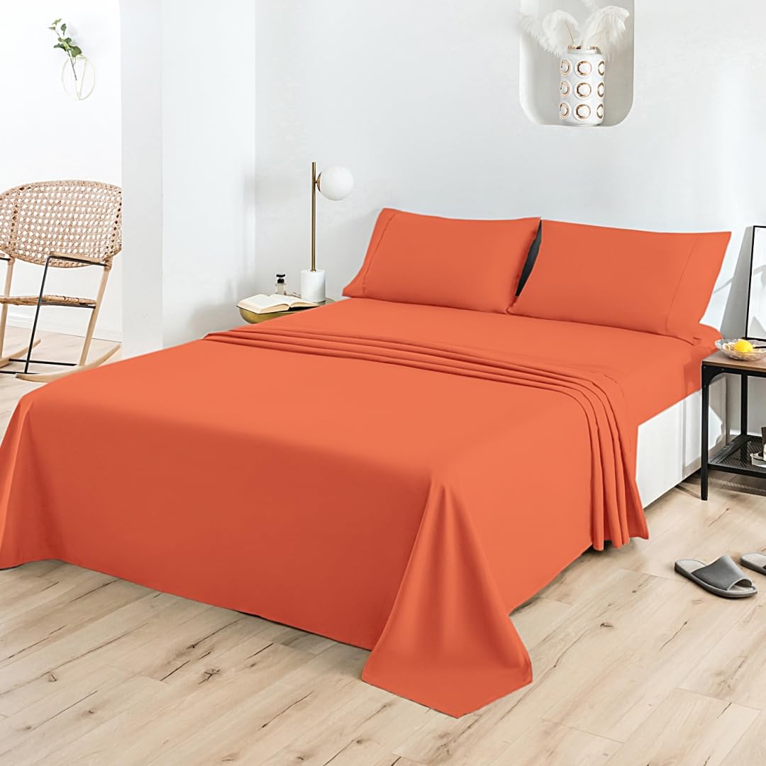 Juego de sábanas de microfibra cepillada, ropa de cama suave de lujo, resistente a la decoloración 8
