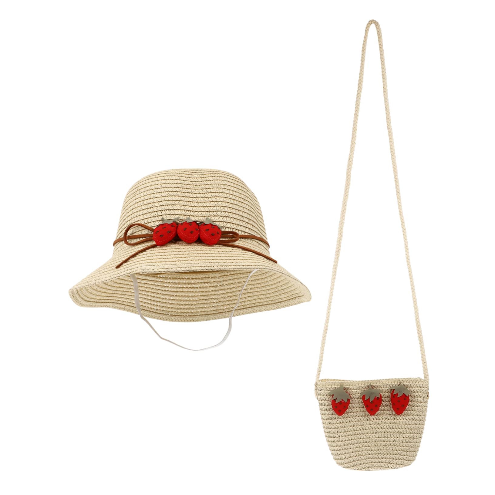 FOMIYES Sombrero de Sol Niñas Tejida de Protección UV y Conjunto