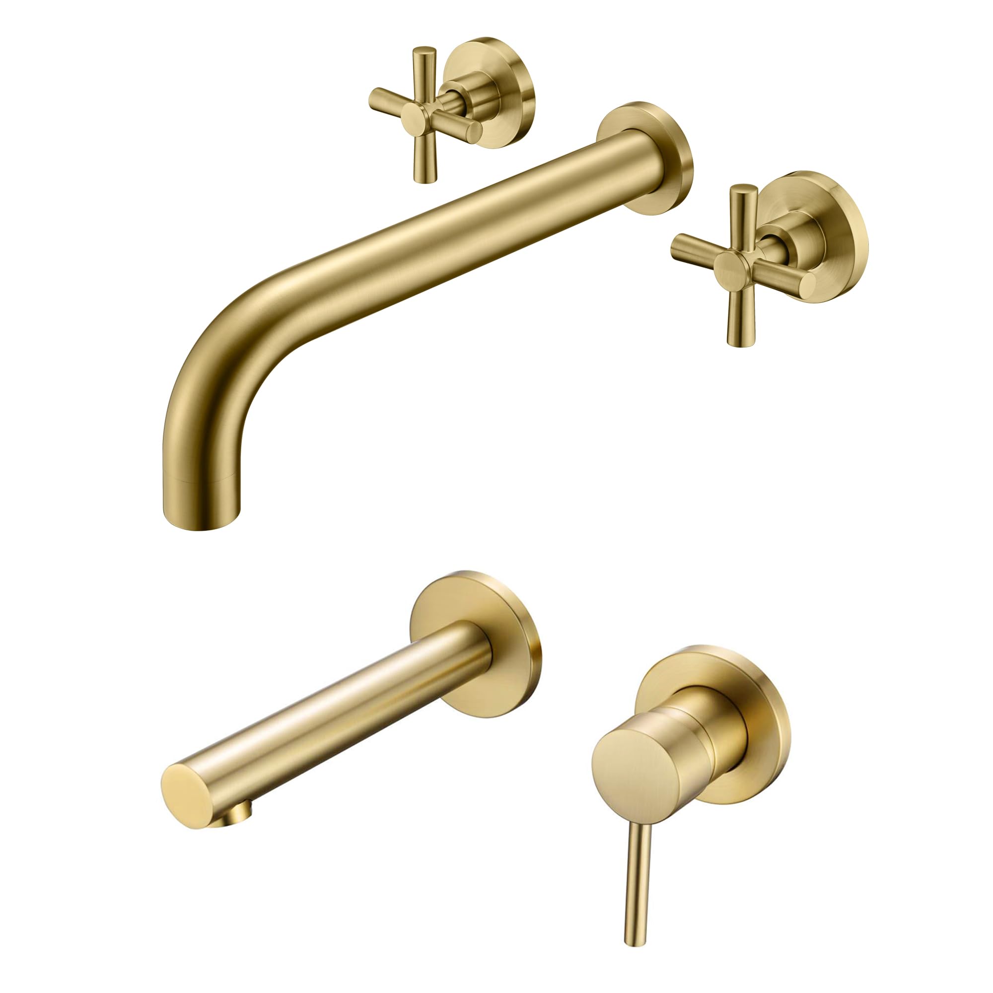 Hcfyauis Gold Wall Mount Bathroom Faucet S1400bgi + Wall Mount Bathtub Faucet S2156i-Bg