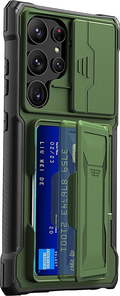 SaharaCase Samsung Galaxy S24 Ultra ArmorElite Case with Card Slot - Doubles as a Kickstand, Precision-Cut Slots - Scorpion Military Green