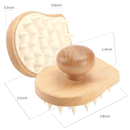 Miniatura 7 de Cepillo de champú masajeador para el cuero cabelludo, cepillo de madera para el cuidado del cuero cabelludo húmedo y seco, cepillo de ducha,