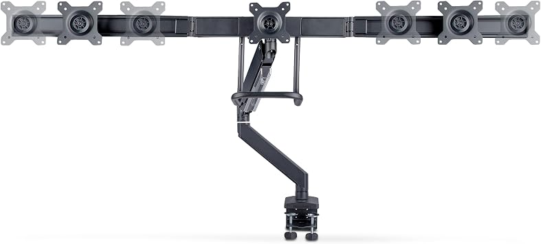 Desk Mount Triple Monitor Arm w/Crossbar for Up to Three 27in Screens, VESA 75x75/100x100, Tool-Less Arm Adjustments