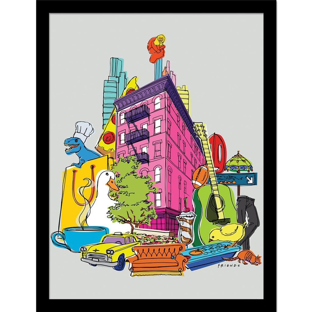 Friends 30 Years poster encadré multicolore style rétro pour studio