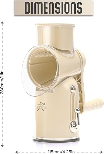 Miniatura 4 de Rallador de queso giratorio 5 en 1 con manivela de mano - Rebanador multifuncional de verduras, trituradora de nueces y quesos - Rallador de