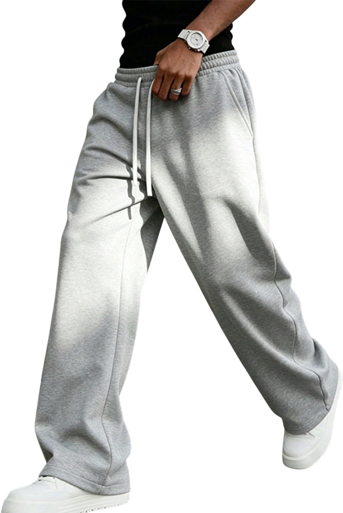 dockstreet Men's Baggy Fit Jogger/Sweatpants - Track C - Grey