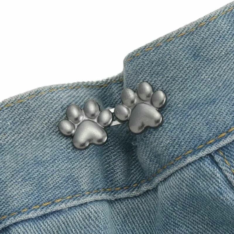 Hermosa hebilla ajustable para tensar la cintura de los jeans. No requiere costura. Botón de metal para ajustar pantalones y faldas. Palma de panda, color negro. 1 pieza.