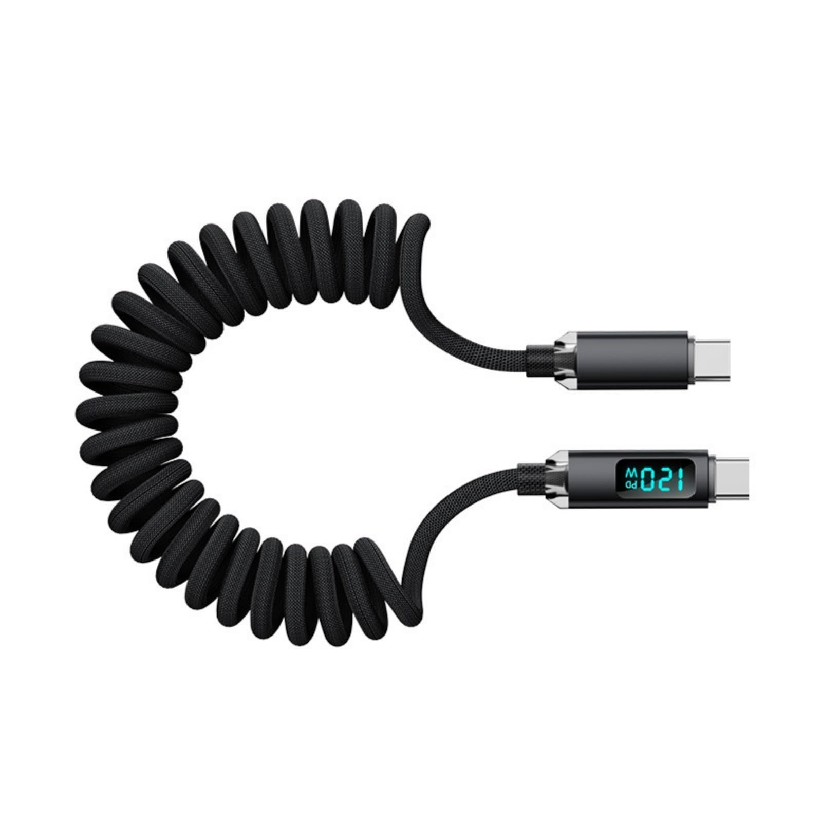 Kalttoy Retractably Type C to Type C Cable 120W Rapid Charging Spring Design Braide Cord 480mbps Tansfer for Laptop Phone Tablet