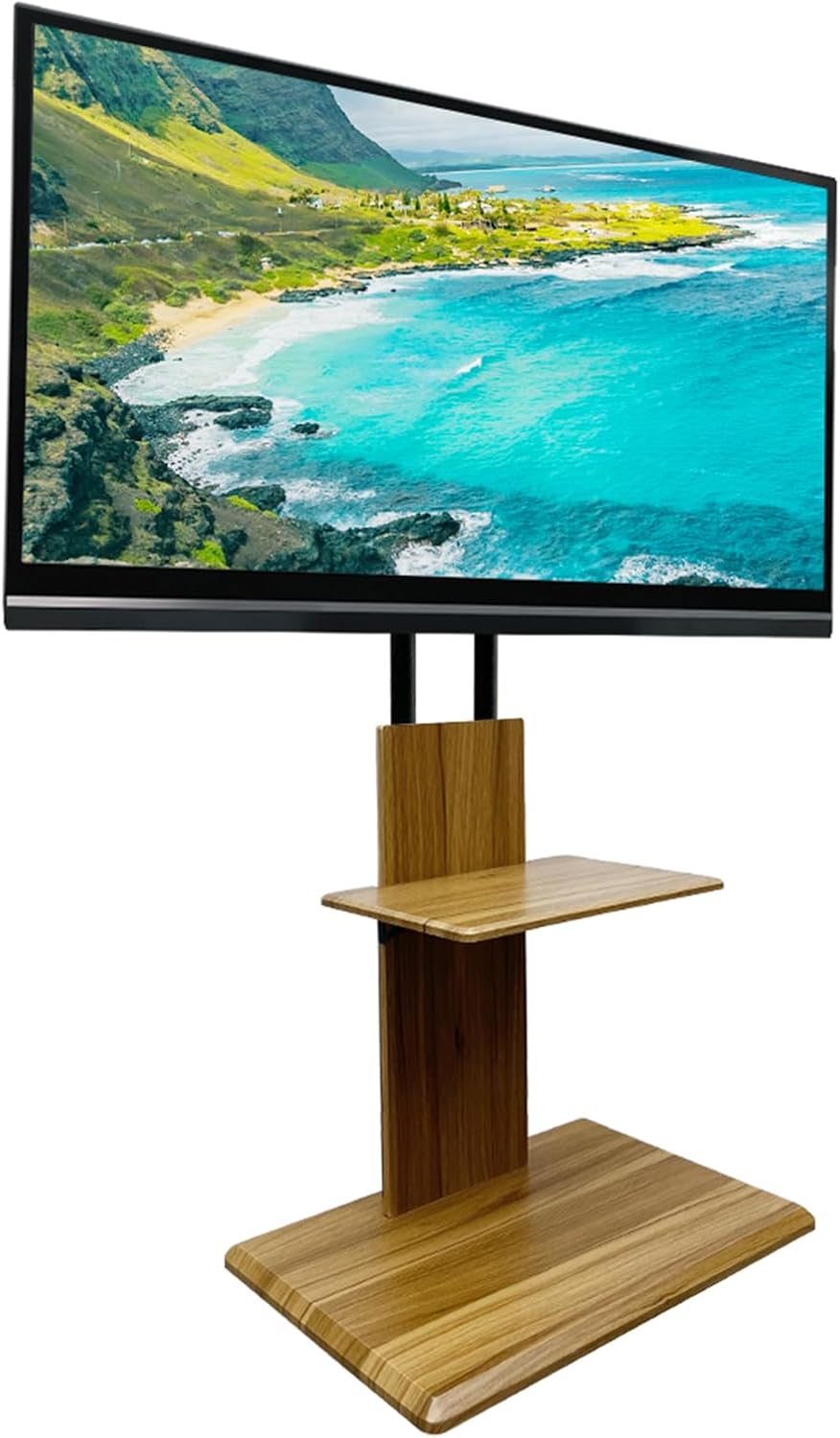 Amazon Usumairu テレビフロアスタンド ユニバーサルテレビスタンド 頑丈な木製ベース 角度と高さ調節可能 回転式テレビ