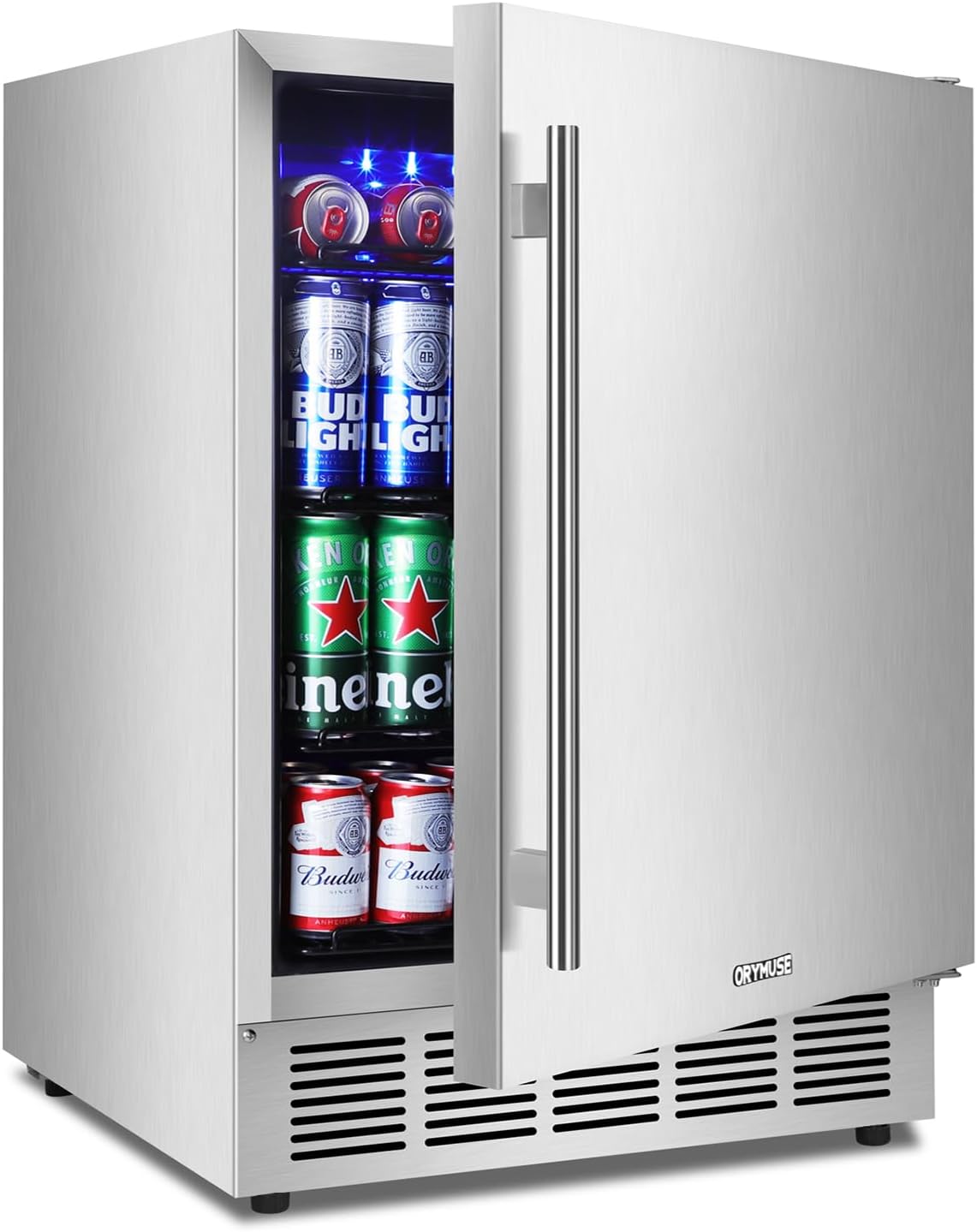 24" Outdoor Beverage Cooler Fridge - Undercounter Refrigerator, Stainless Steel Seamless Door - Holds 180 Cans, Powerful Cooling Compressor - Patio Kitchen, Commercial Use 24'' Outdoor Refrigerator