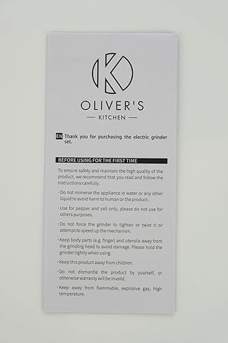 Miniatura 10 de Oliver's Kitchen  Molinillos eléctricos de sal y pimienta, no requiere baterías con base USB-C recargable, fácil operación con 1 toque, grosor