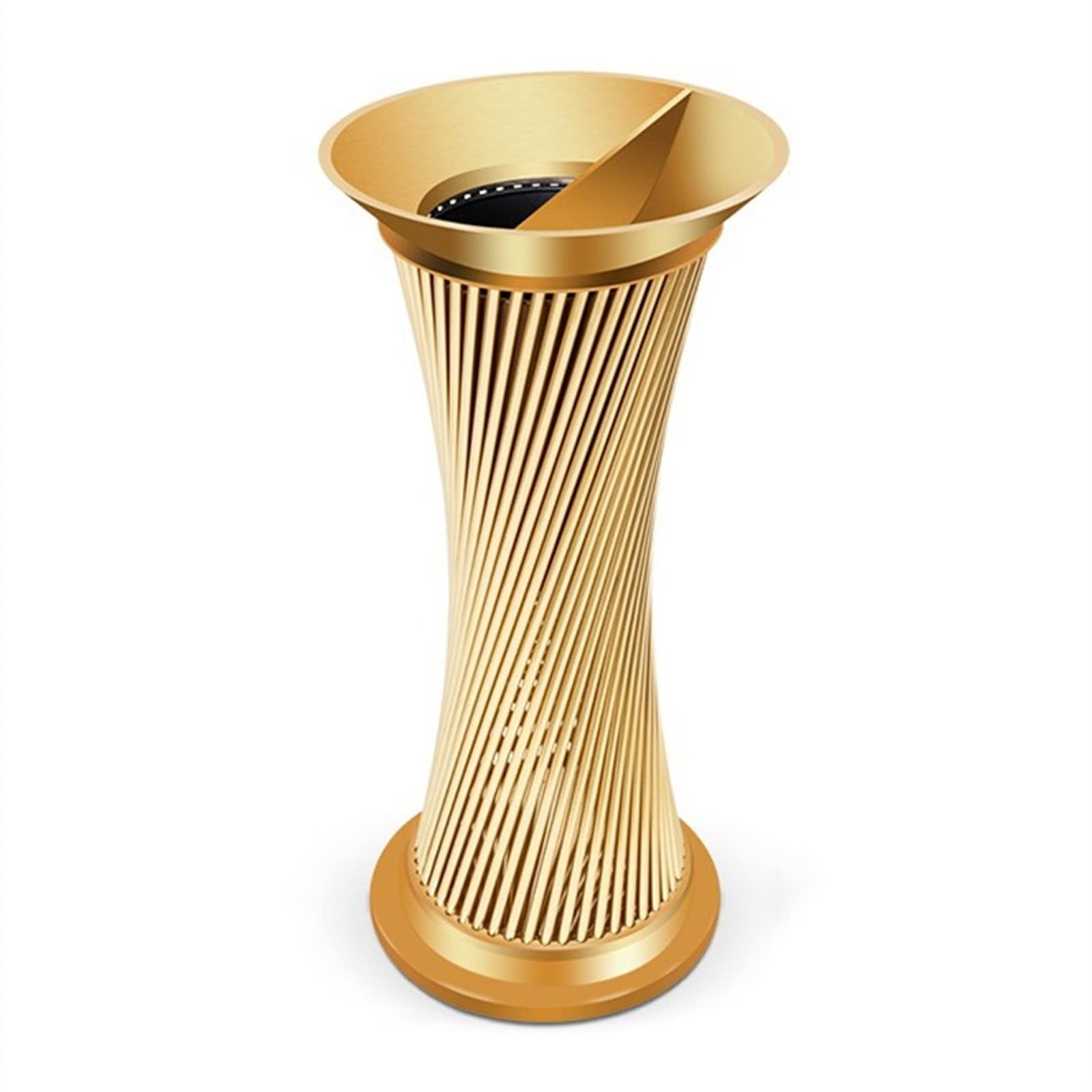 DFEDHF Garbage Cans Outdoor Commercial Garbage Can Stainless Steel Garbage Bin Open Top Trash Bin Indoor Large Trash Cans Vertical Cigarette Butt Smoke Bin Outside Trash Bin(Gold-One Size)