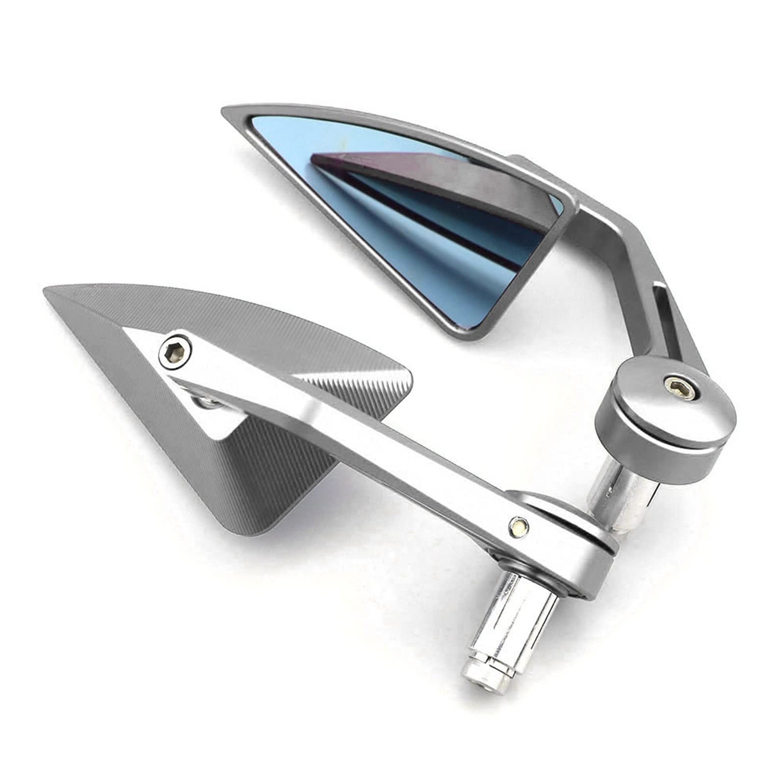 Universale Alluminio CNC Motociclo 22 Millimetri Manubrio Bar End Side Vista Posteriore Specchi Per Ka.was.aki Per Ya.ma.ha Accessori Specchietti Manubrio(Silver)