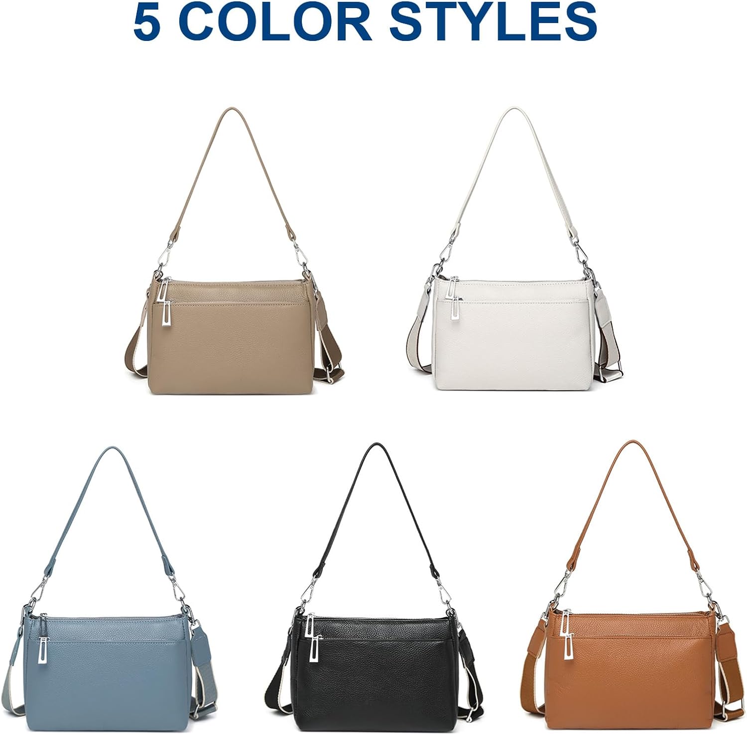 Sursee Genuine Leather Hobo Bag for Women Crossbody Shoulder Purses with Dual Straps - Image 7