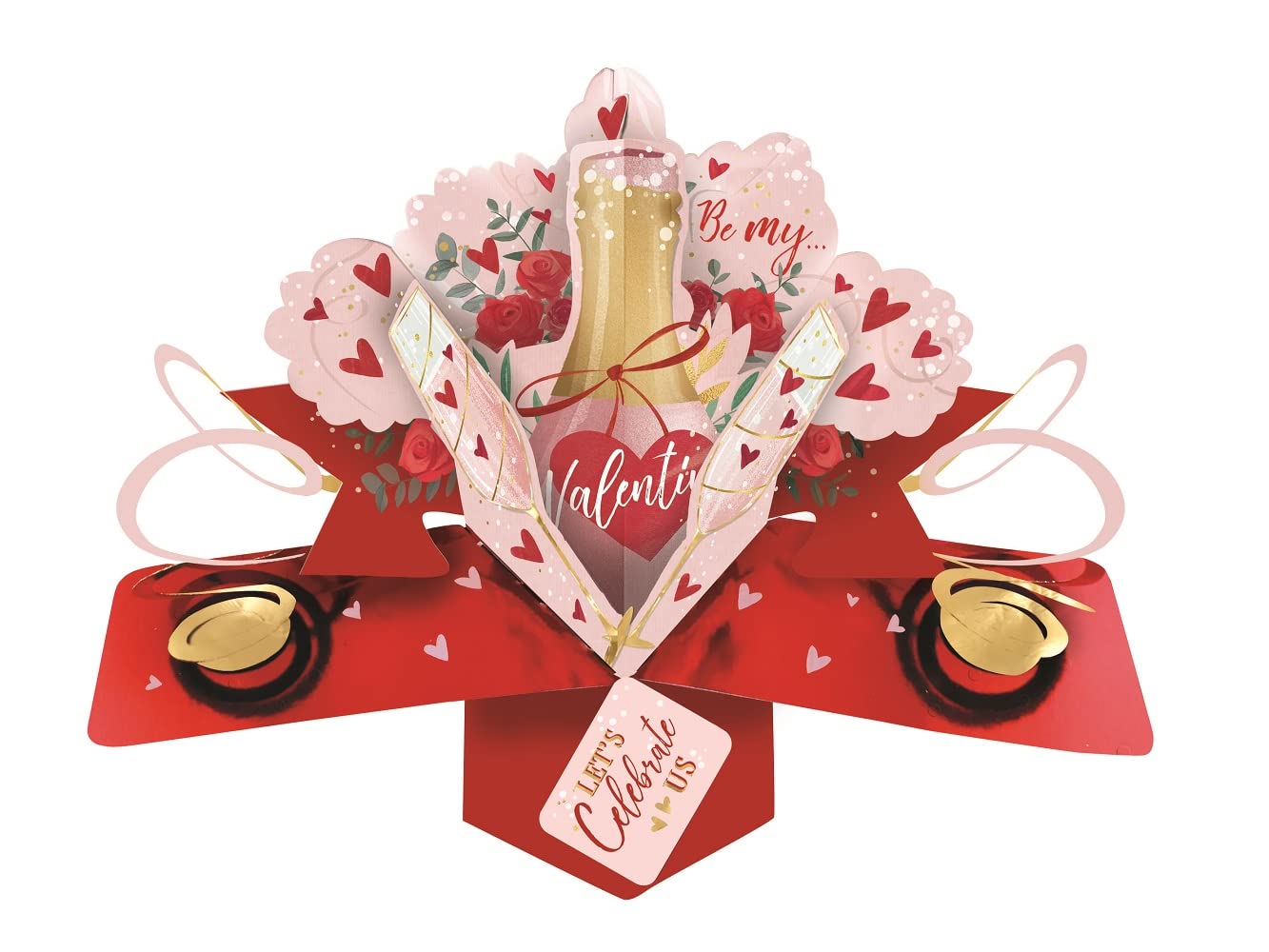 Pop Up Let's Celebrate Us Bubbles Valentine's Day Greeting Card 3D Pop Up Cards VPOP053, Red