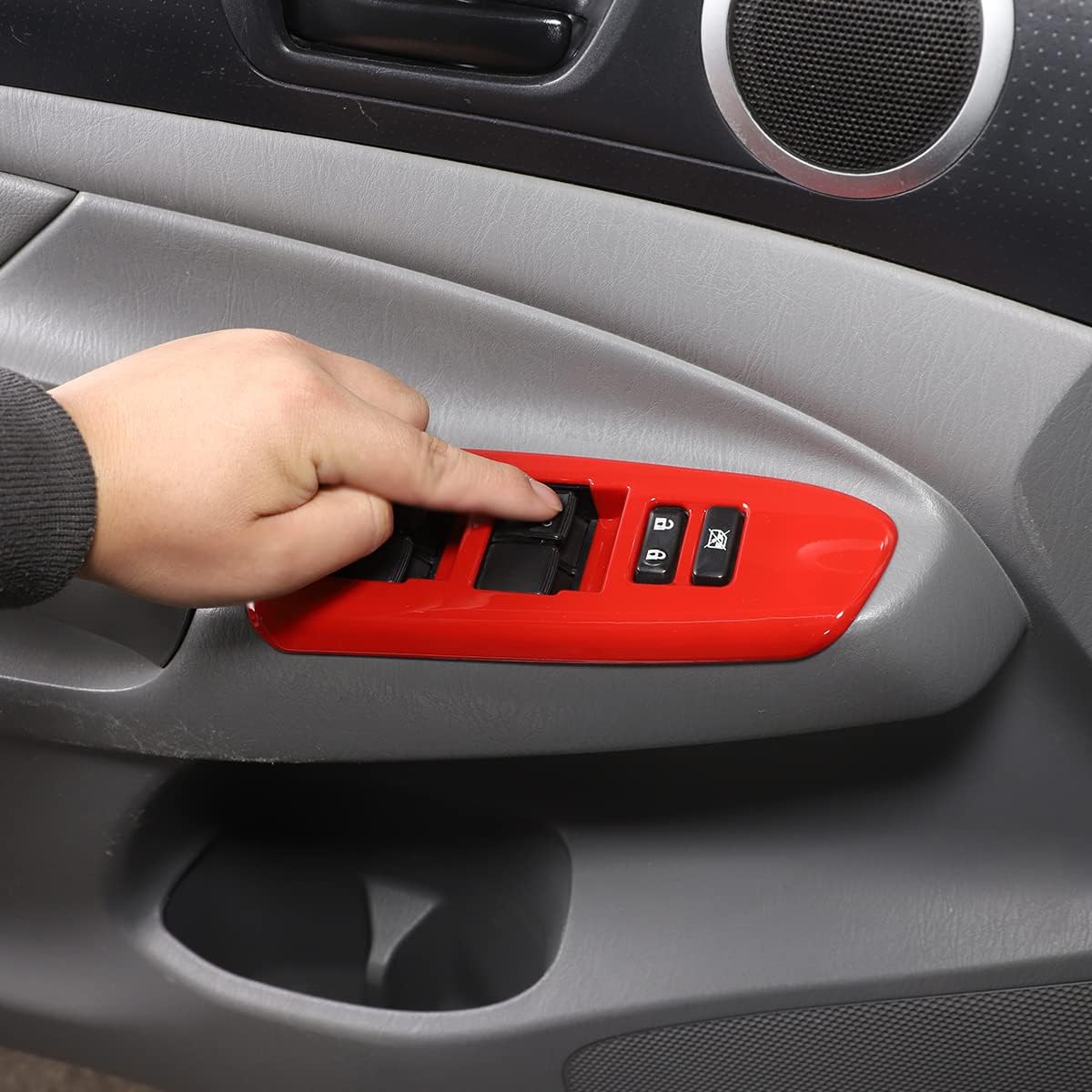 ABS Car Look Interior Door armrest Window Switch Panel Cover Trim for Toyota Tacoma 2011 2012 2013 2014 2015 (red) image 4