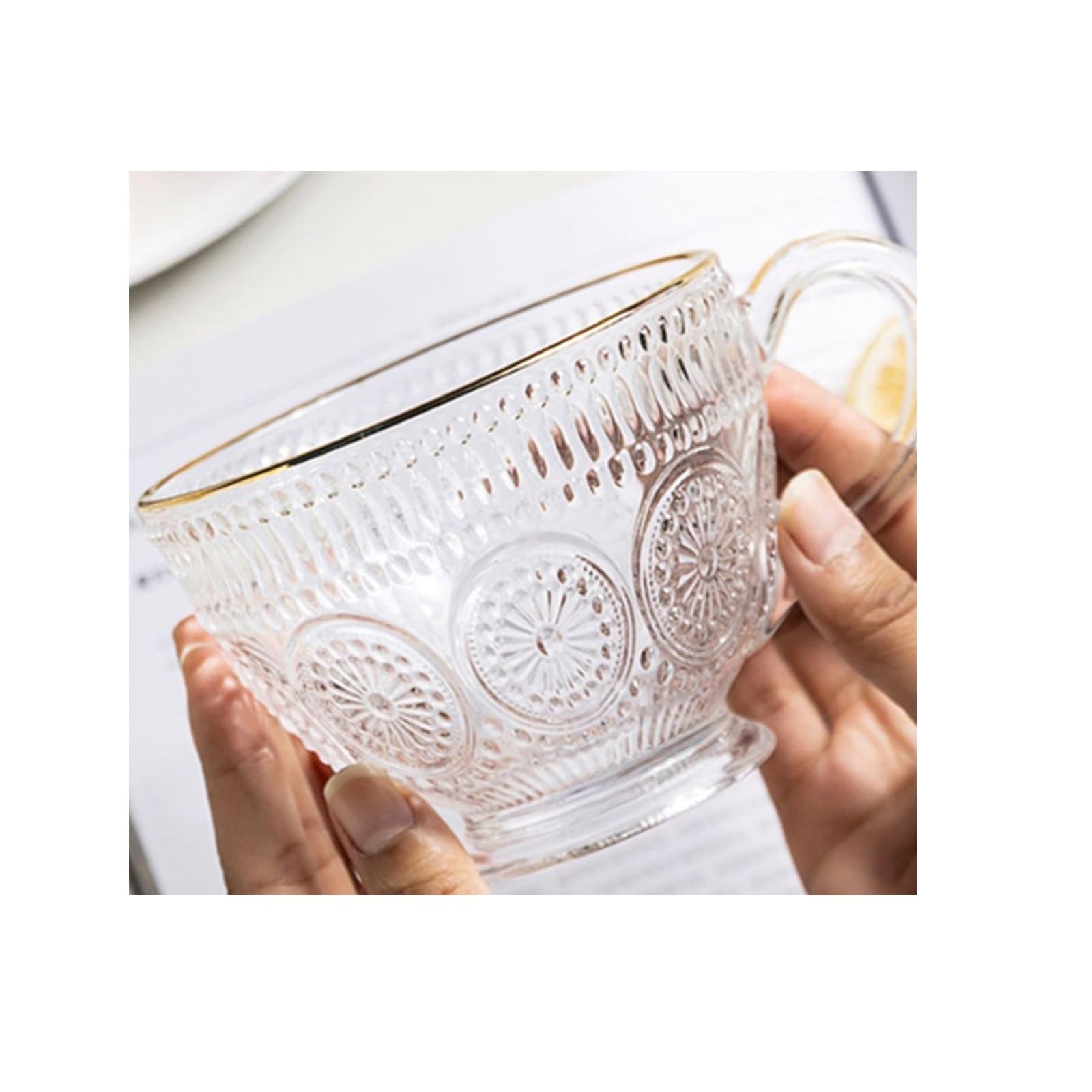 NZPOST Tazas de café Taza de Vidrio Retro Taza de Agua Redonda Restaurante Taza de Bebida fría Taza de Jugo Taza de café Europea Taza de café (2)