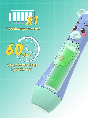 Miniatura 4 de NELL&WELL Cepillo de dientes eléctrico para niños, cepillos de dientes a batería con 3 cabezas de cerdas suaves para niños y niñas a partir de 3