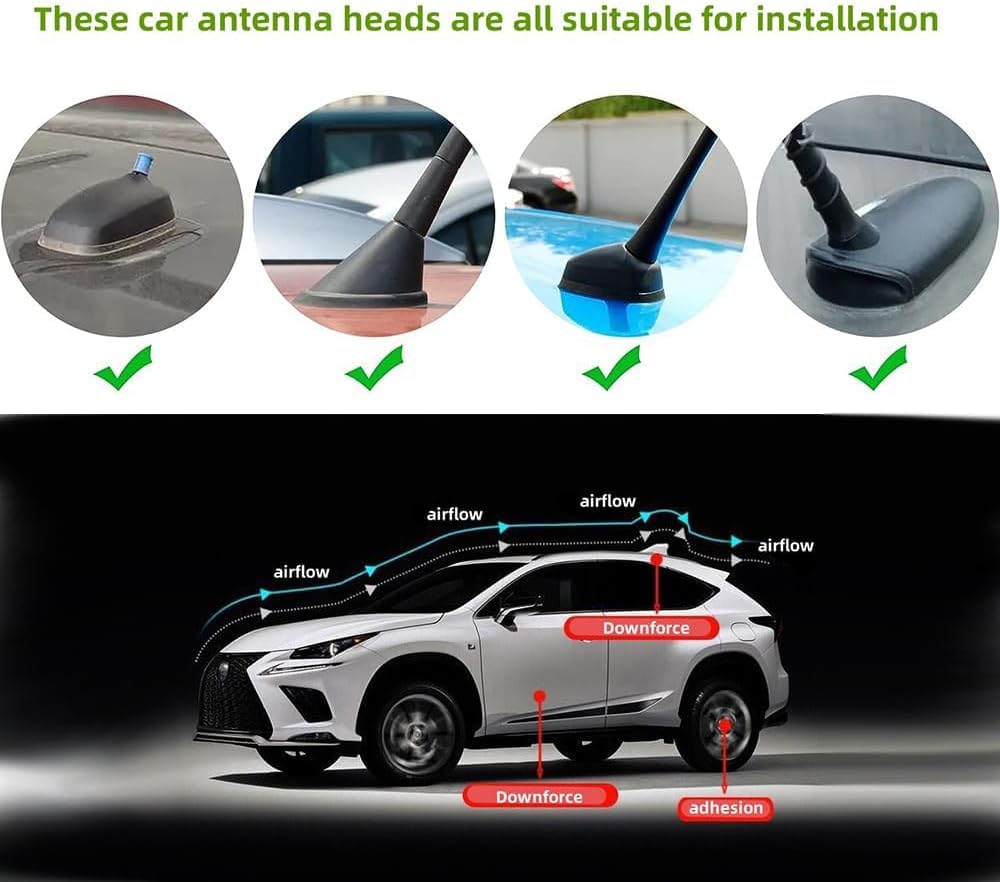 Antenna A Pinna di Squalo per Skoda Fabia (2000-2024) Stile Tetto Compatibile con ABS Am FM Dab con Base Adesiva (Accessori di Ricambio)
